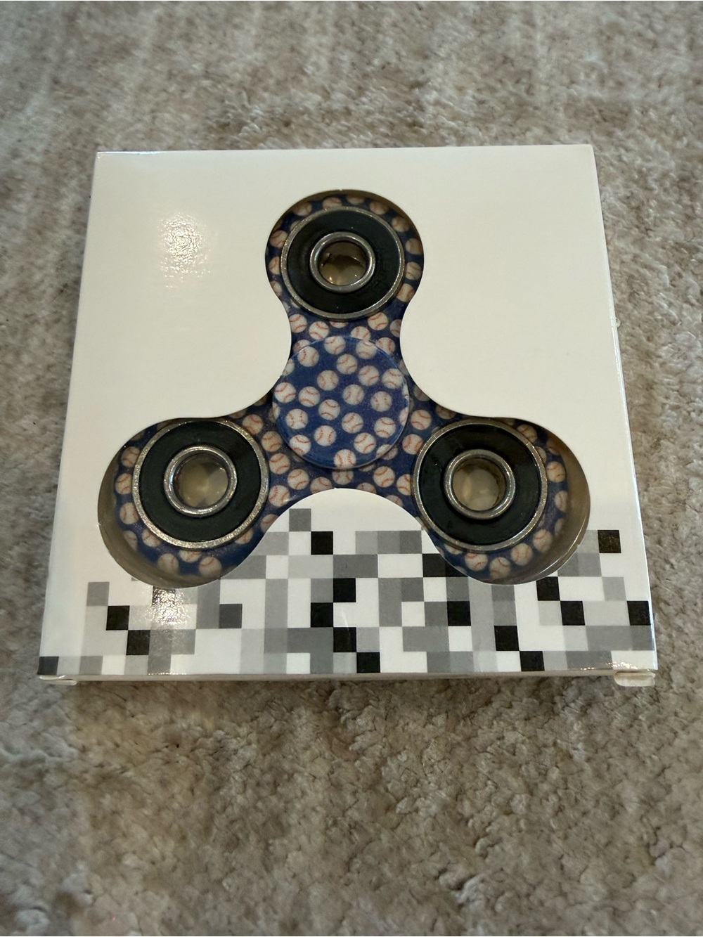 Source Unknown Blue Baseball Pattern Fidget Spinner